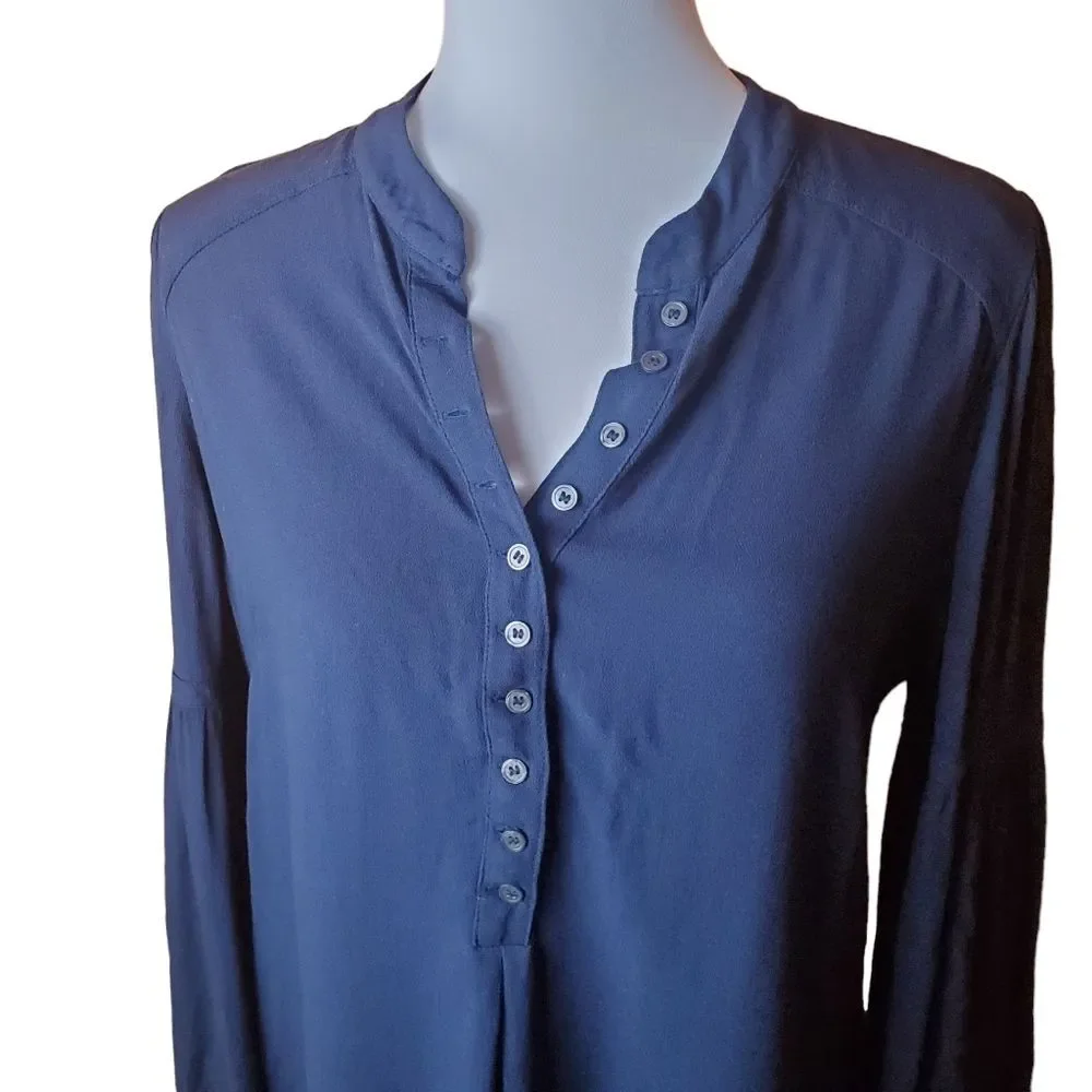 Free People Easy Girl Bell Sleeve Top Navy